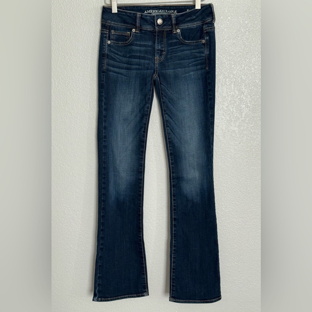 American Eagle Outfitters Kick Boot Dark Blue Jeans Y2K